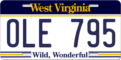 WV license plate OLE795