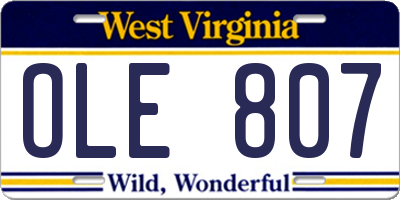 WV license plate OLE807