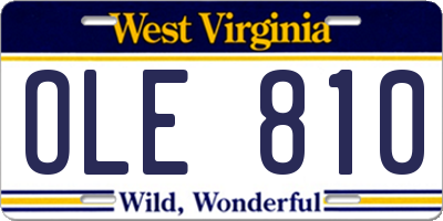 WV license plate OLE810