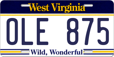 WV license plate OLE875