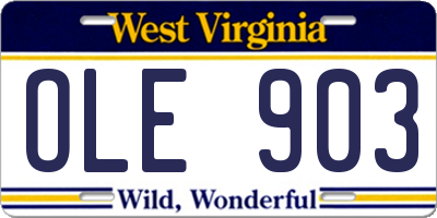 WV license plate OLE903