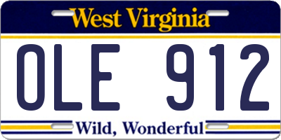 WV license plate OLE912