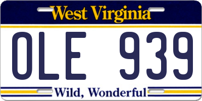 WV license plate OLE939