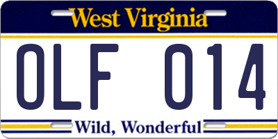WV license plate OLF014