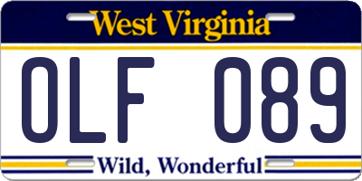 WV license plate OLF089