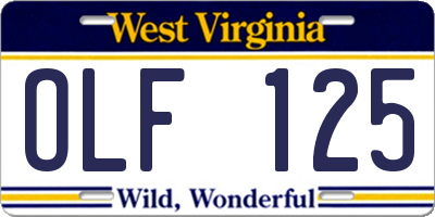 WV license plate OLF125