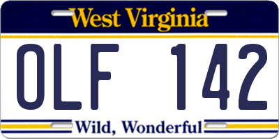WV license plate OLF142