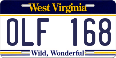 WV license plate OLF168