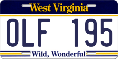 WV license plate OLF195
