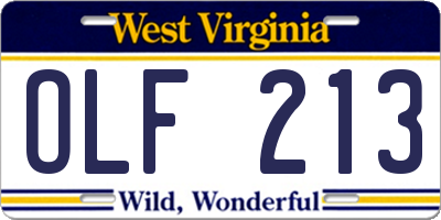 WV license plate OLF213
