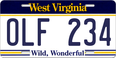 WV license plate OLF234