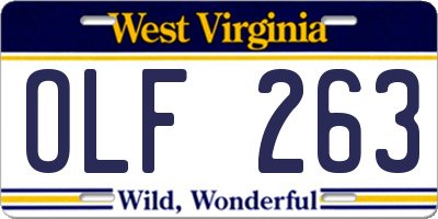 WV license plate OLF263