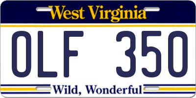 WV license plate OLF350