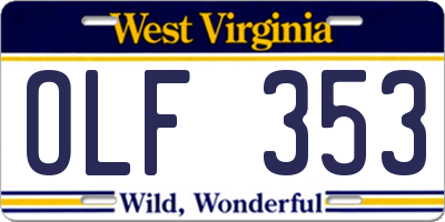 WV license plate OLF353