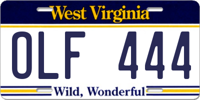 WV license plate OLF444