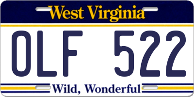 WV license plate OLF522