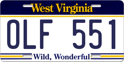 WV license plate OLF551