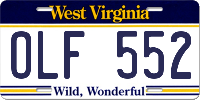 WV license plate OLF552