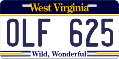 WV license plate OLF625