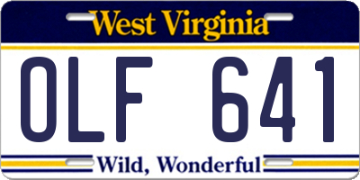 WV license plate OLF641