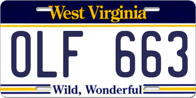 WV license plate OLF663