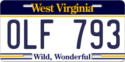 WV license plate OLF793