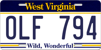 WV license plate OLF794