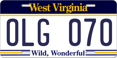 WV license plate OLG070