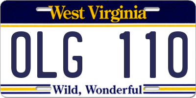 WV license plate OLG110