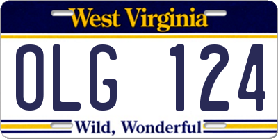 WV license plate OLG124