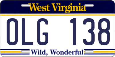WV license plate OLG138