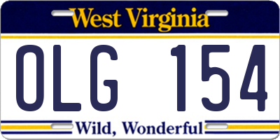 WV license plate OLG154