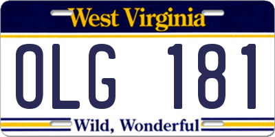 WV license plate OLG181