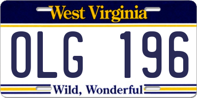 WV license plate OLG196