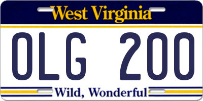 WV license plate OLG200