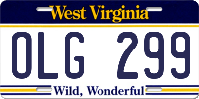 WV license plate OLG299
