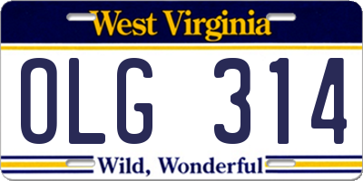 WV license plate OLG314