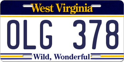 WV license plate OLG378