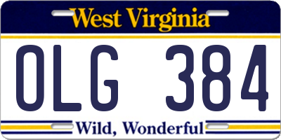 WV license plate OLG384