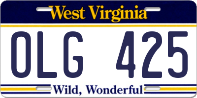 WV license plate OLG425