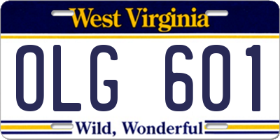 WV license plate OLG601