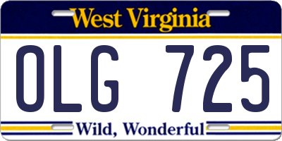 WV license plate OLG725