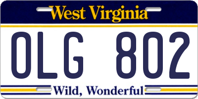 WV license plate OLG802