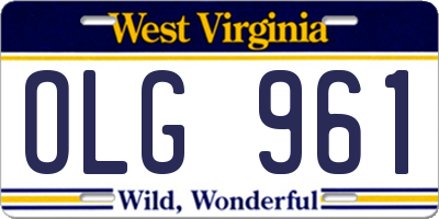 WV license plate OLG961