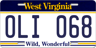 WV license plate OLI068