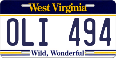 WV license plate OLI494