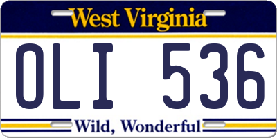 WV license plate OLI536