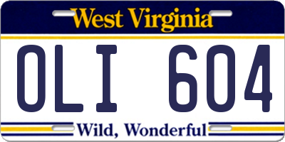 WV license plate OLI604