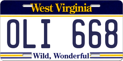 WV license plate OLI668