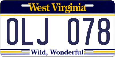 WV license plate OLJ078